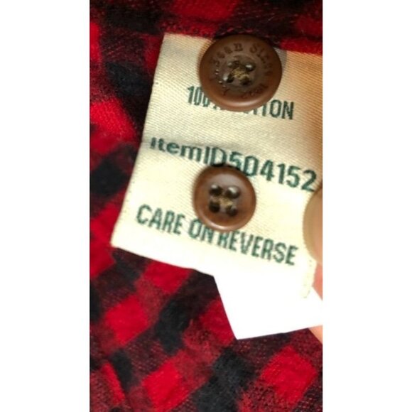 L.L. Bean Cotton Flannel L/S Shirt Red Black Plaid Button Front Preppy Womens XL - Picture 7 of 8